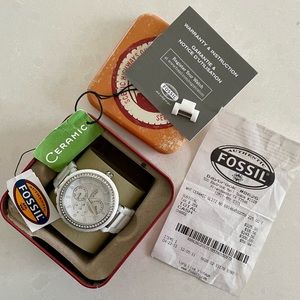 COPY - Fossil White Ceramic Glitz Quartz Wrist Watch Analog dial CE1008